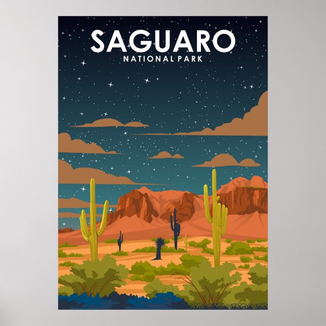 Saguaros nationalpark Vintage resor Poster (Framsidan)