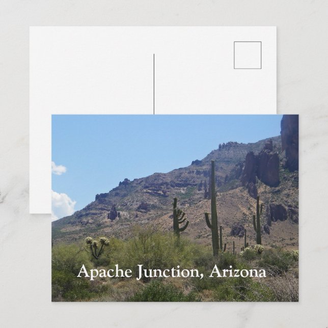 Saguaros och bergsområden vykort (Fram/baksida)