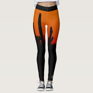 Saguarosolnedgångorange och svart, personlignamn leggings