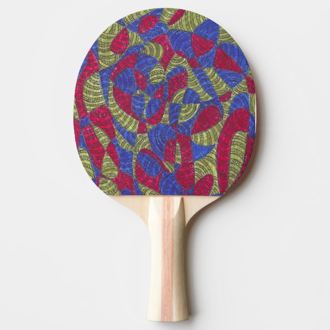 Sahar | Färgrik Abstrakt Handritad Konst Ping Pon Pingisracket (Framsidan)