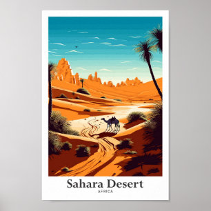 Sahara Desert Afrika Travel Vintage Illustration Poster