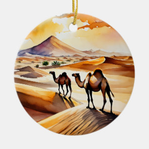 Sahara Desert Watercolor Julgransprydnad Keramik