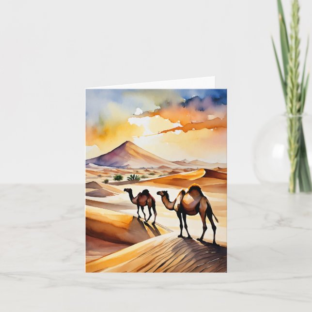 Sahara Desert Watercolor Stationery Kort (Framsida)