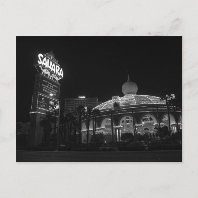 Sahara Las Vegas i svartvitt Vykort (Framsida)