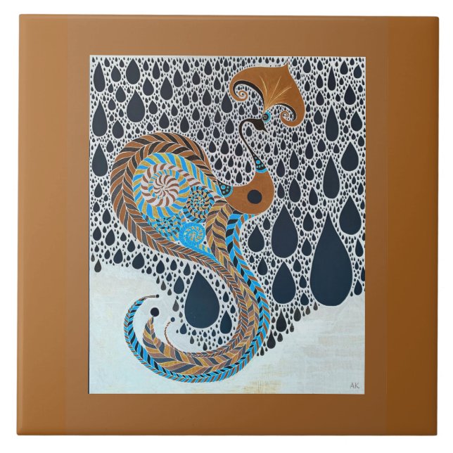 Sahara Pearls Tribal Exotic Peacock Kakelplatta (Framsidan)