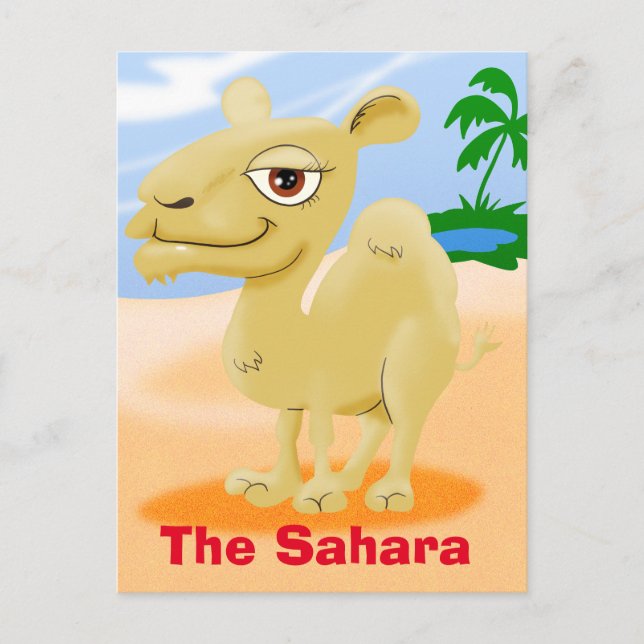 Sahara Tecknad Camel Vykort (Framsida)