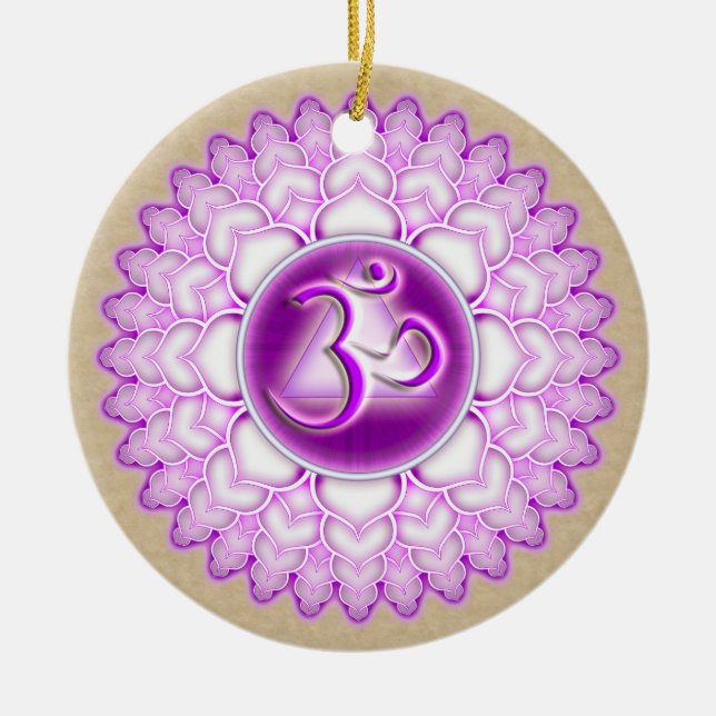 Sahasrara eller Krona vid 7:e Chakra Julgransprydnad Keramik (Framsidan)