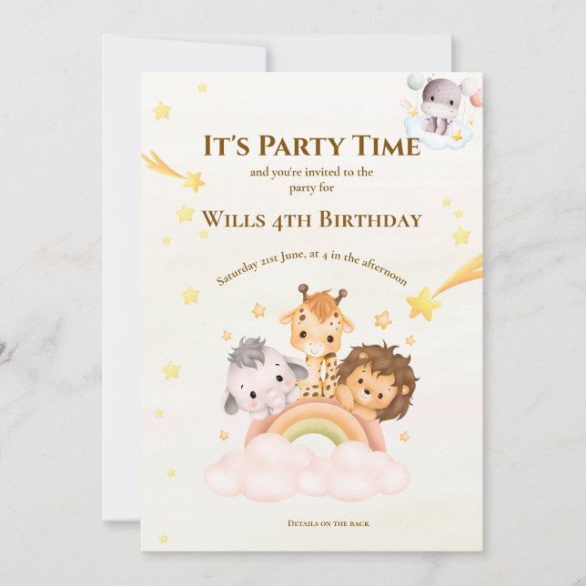 Sahfari Animals Kids' Party-inbjudan Inbjudningar (Framsida)