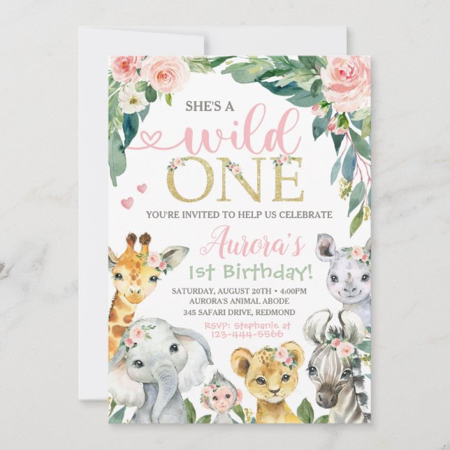 Sahfari Birthday-inbjudan Vild 1-inbjudan Inbjudningar (Framsida)