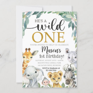 Sahfari Birthday-inbjudan Vild 1-inbjudan Inbjudningar