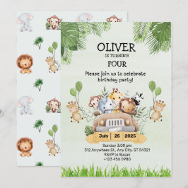 Sahfari Djurfödelsedag 4:e inbjudan - platta kort