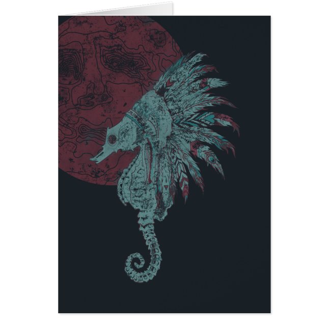 Sahorse måne hälsningskort (Framsidan)