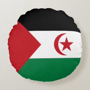 Sahrawiska arabiska demokratiska republikens flagg rund kudde