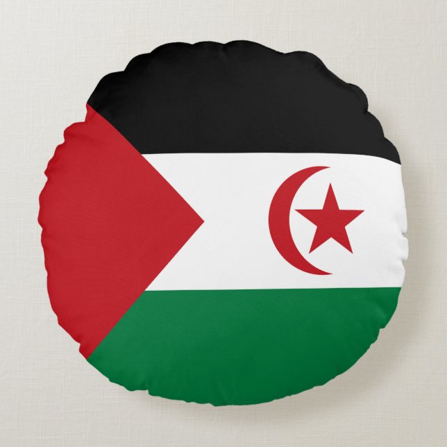 Sahrawiska arabiska demokratiska republikens flagg rund kudde (Framsidan)