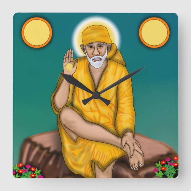 Sai Baba Clock Fyrkantig Klocka (Framsida)