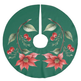 Saia para Árvore de Natal verde e Flores Vermelhas Julgransmatta Borstad Polyester