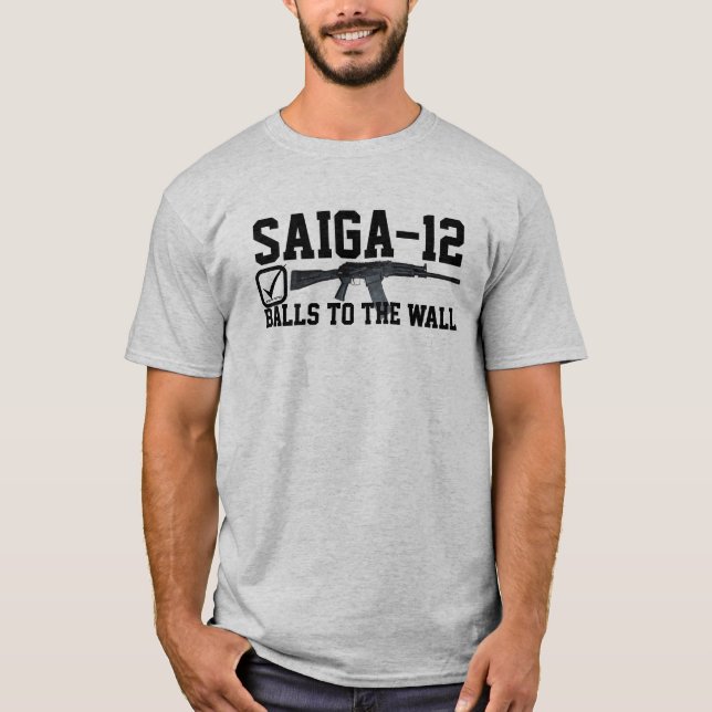Saiga 12 - Bollar till väggen T-shirt (Framsida)