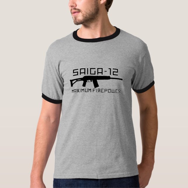Saiga 12 - Maximum Firepower T Shirt (Framsida)