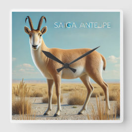 Saiga Antilop i öknen Fyrkantig Klocka