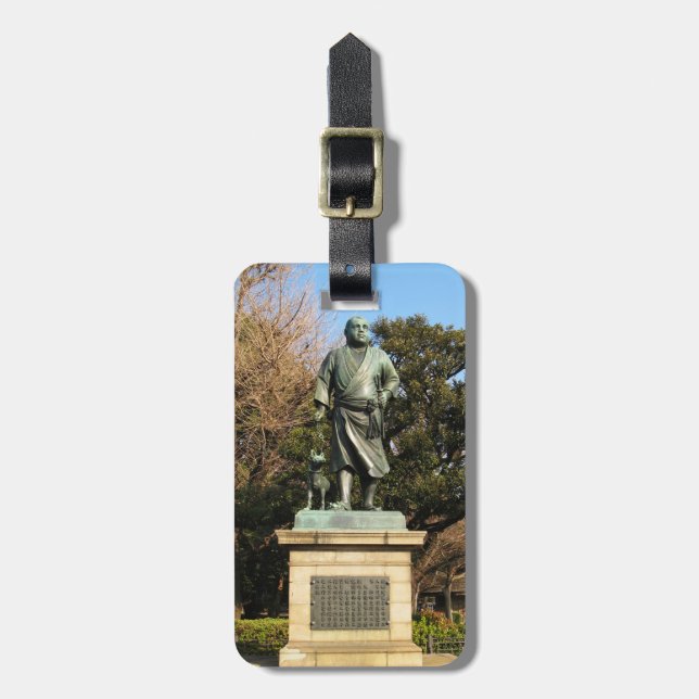 Saigo Takamori (sista Samurai) och Hund Statue Bagagebricka (Vertikal Framsida)