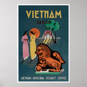 Saigon Art Vietnam Resemålning Poster Vietnamesisk