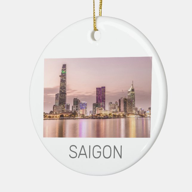 Saigon Ho Chi Minh City HCMC Vietnam Sunset Julgransprydnad Keramik (Vänster)
