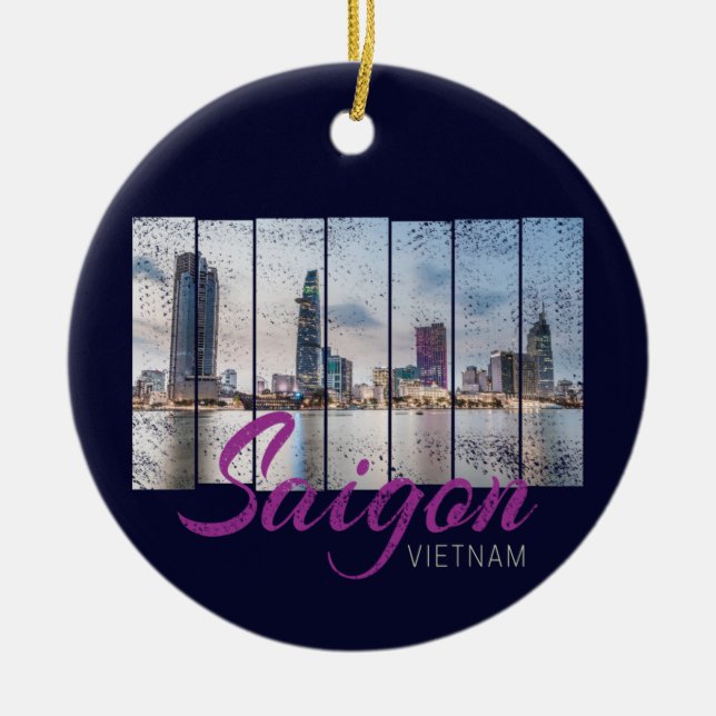 Saigon (Ho-Chi-Minh-Stadt) HCMC Vietnam Souvenir Julgransprydnad Keramik (Framsidan)