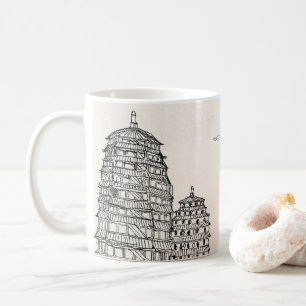 Saigon Pagoda Vietnam Cityscape Pen Ink Drawing Kaffemugg