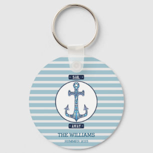 Sail Away Anchor - Personlig Nautical Keychain Nyckelring
