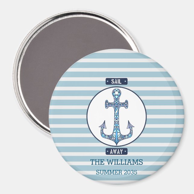 Sail Away Anchor - Personlig Nautical Magnet (Front/Back)