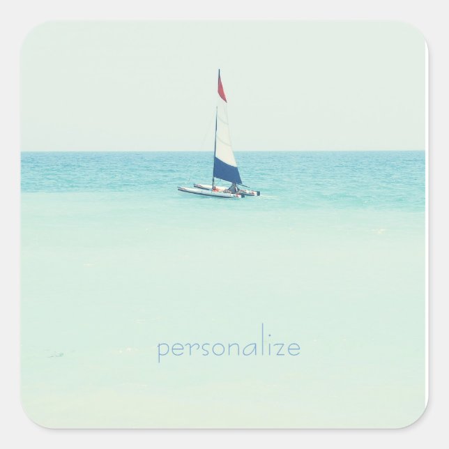Sail Away Fyrkantigt Klistermärke (Framsida)