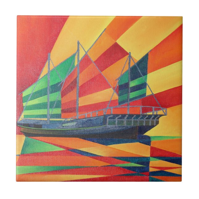Sail Away Junk Pleasure Boat Kakelplatta (Framsidan)