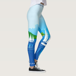 Sail Away Leggings Yoga Byxor Sjö Boats