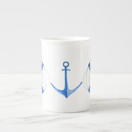 Sail Away Life Ring och Anchor Lifesaver Benporslin Mugg