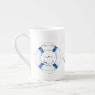 Sail Away Life Ring och Anchor Lifesaver Benporslin Mugg