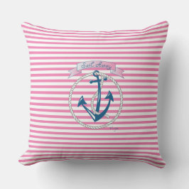 "Sail Away" Nautical Anchor, Rope, Rand Kudde