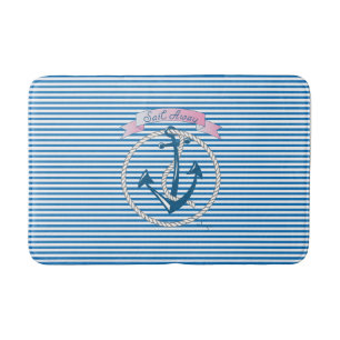 "Sail Away" Nautical Anchor, Rope, Rand,Modern Badrumsmatta