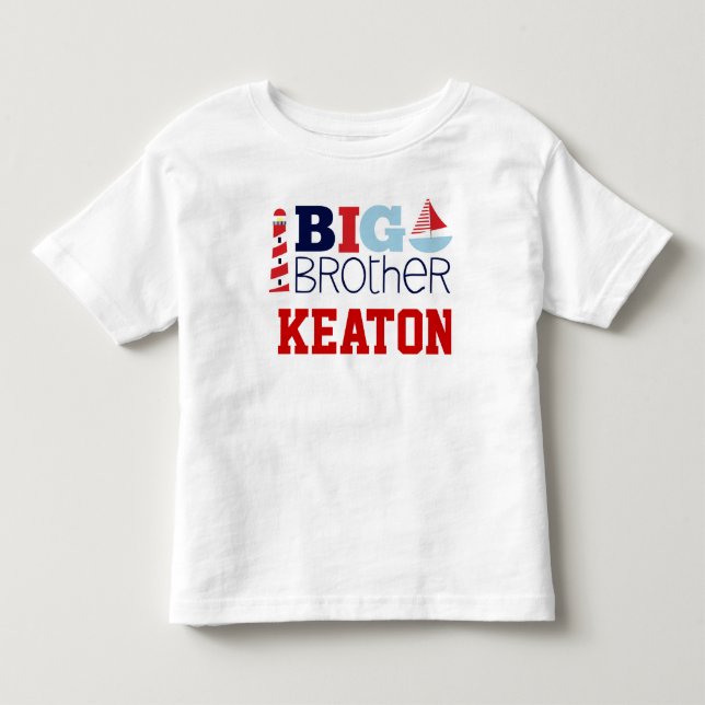 Sail Away Nautical Big Brother T-Shirt (Framsida)