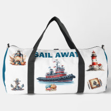 Sail Away Nautical Vintage Frakt Travel Bag