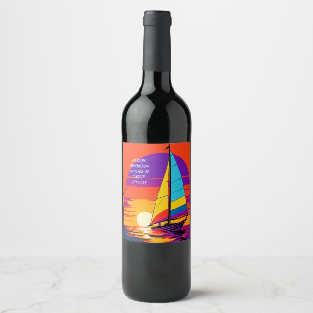 Sail Away Pension Graphic Vinflaska Etikett (Framsida)