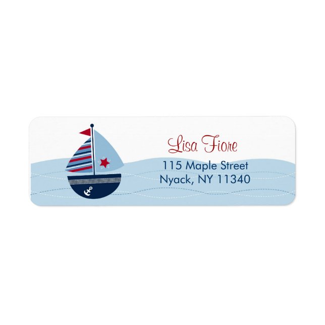 Sail Away Sailboat Shower Adressetiketter Returadress Etikett (Framsidan)