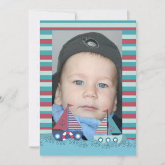 Sail Away Sailing Boat Boys Birthday Photo Inbjuda Inbjudningar