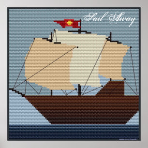 SAIL AWAY SAILING FRAKT POSTER