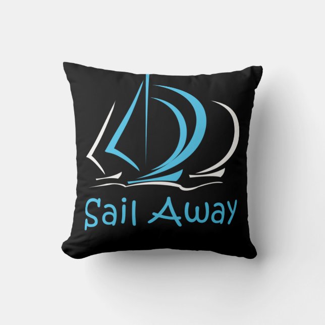 Sail Away Sailing Sailboat Boat Sand Ocean Gul Kudde (Framsida)