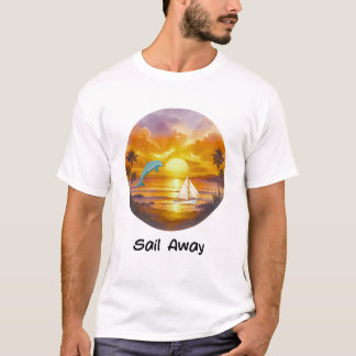 Sail Away Sunset T-Shirt | Dolphin & Sailboat Ocea