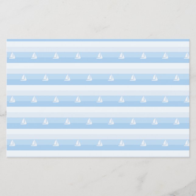 Sail Boat Stripes Scrap Booking Paper Flygblad (Framsidan)