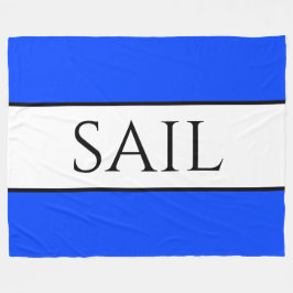 SAIL Bright Nautical Blue White Rand Fleecefilt