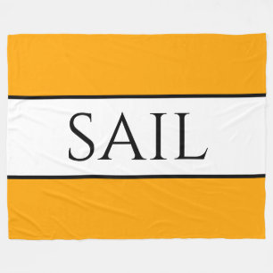 SAIL Bright Nautical Gult Orange White Rand Fleecefilt