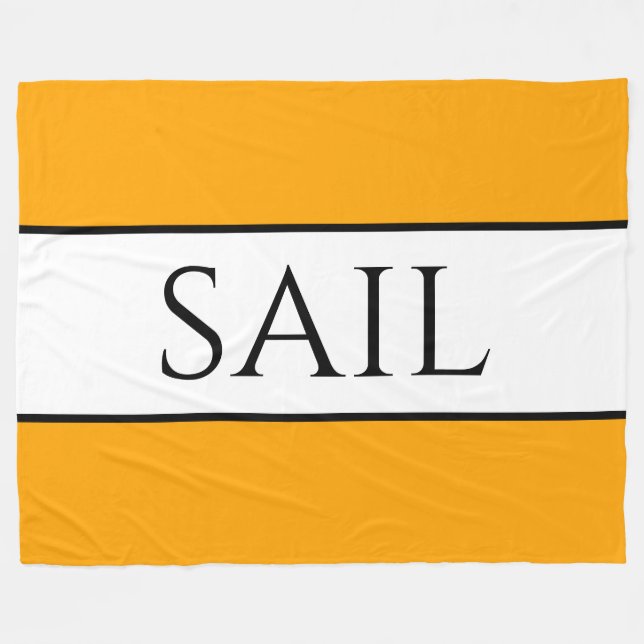 SAIL Bright Nautical Gult Orange White Rand Fleecefilt (Framsidan (Horisontell))
