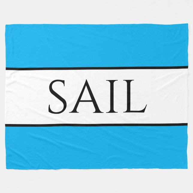 SAIL Nautical Azure Blue White Summer Rand Fleecefilt (Framsidan (Horisontell))